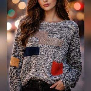 Lisa Todd Knit Cashmere x Cotton Pullover Patchwork Sweater